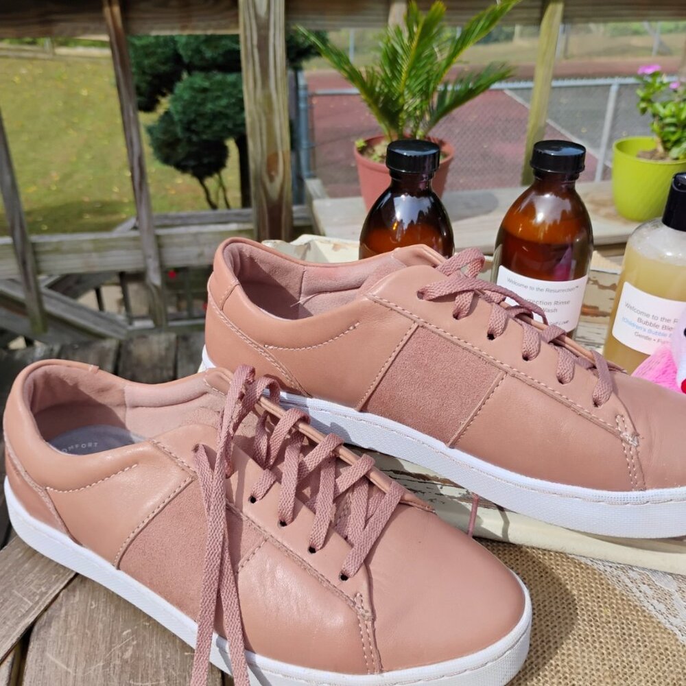 Clarks Collection Leather Sneakers – Rose Pink – Ultimate Comfort Cushion Feel –